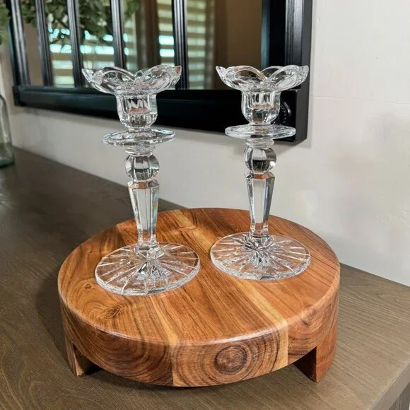 Elegant Clear Crystal Taper Candle Holders — Pair - Picture 4 of 14